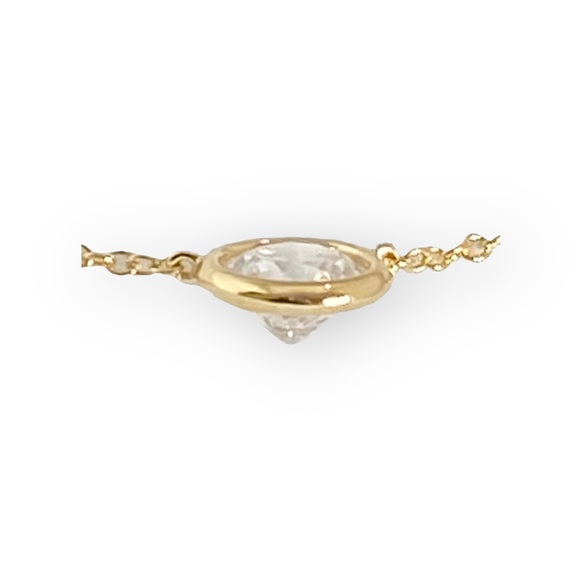 new Lassaire ☺︎︎ Bezel Set Simulated Diamond Necklace ☺︎︎ 18K Gold Plated 925 SS - Picture 13 of 16